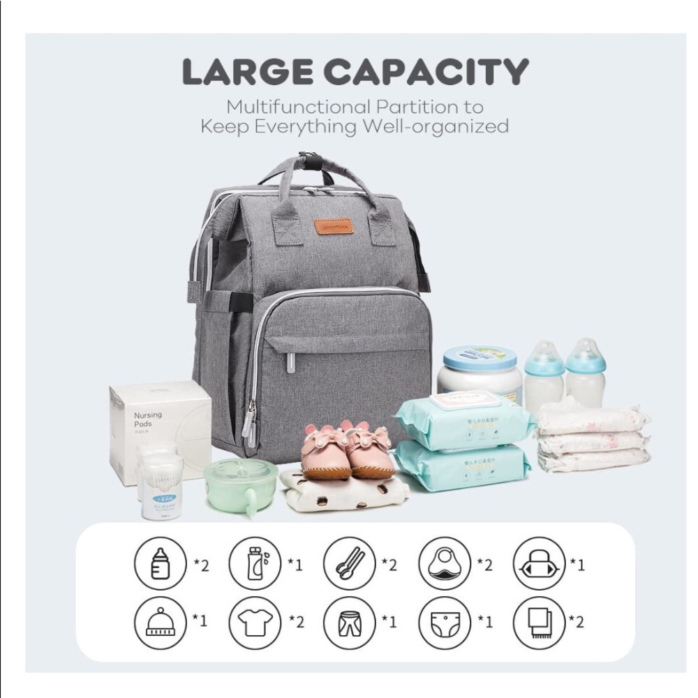 7 in 1 Diaper Bag Backpack with Changing Station Baby Bags for Boys Girls Men... - Picture 3 of 7